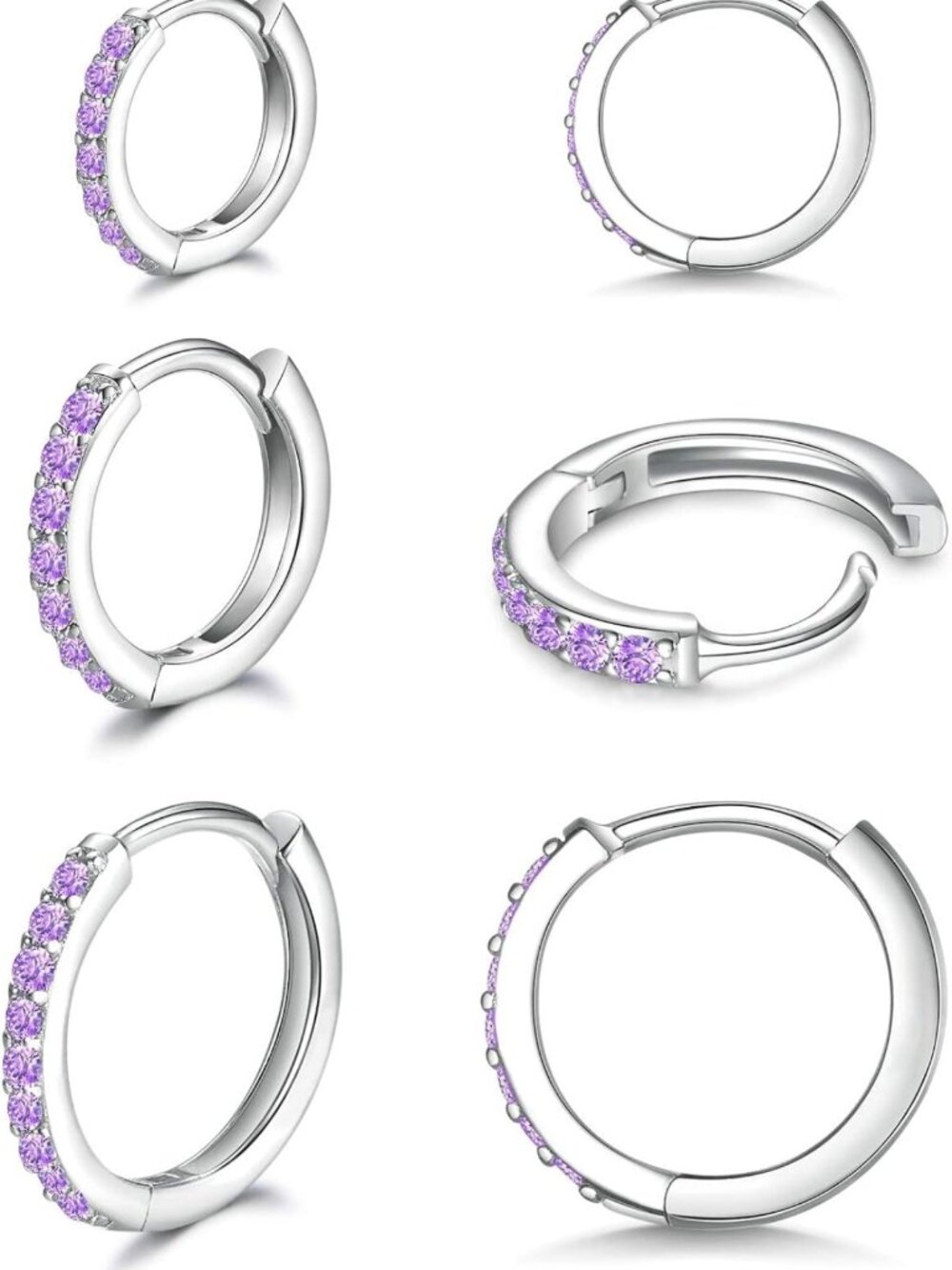 3 Pairs Small 925 Sterling Silver Hoop Earrings for Women & Men - Stylish